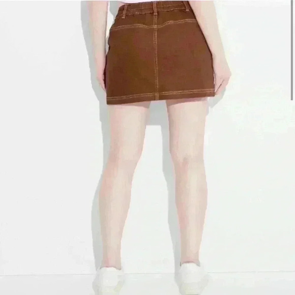 Women's Denim Cargo Mini Skirt Wild Fable color brown - Picture 2 of 16